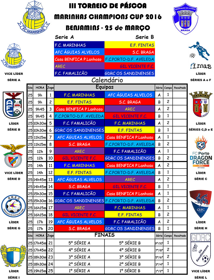 Calenda¡rio de jogos BENJAMINS